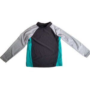 Circo Boys Rash Guard Size 5T Gray Teal Long Sleeve UV Protection Swim Shirt